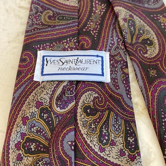Yves Saint Laurent 100% Silk Paisley Power Tie - Picture 8 of 10
